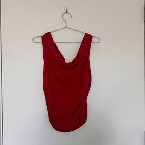 Reformation Darla Knit Top - Red Cowl Neck Top (Large)